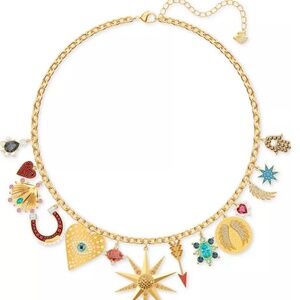 Swarovski necklace Mixed cuts Multicolored, Gold-tone plate
